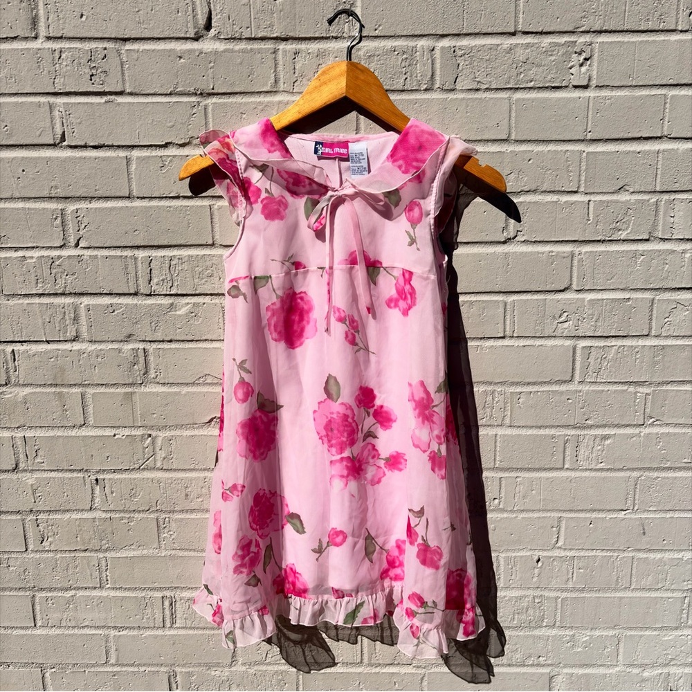 Vintage Girls Girl Tribe Pink Floral Dress y2k